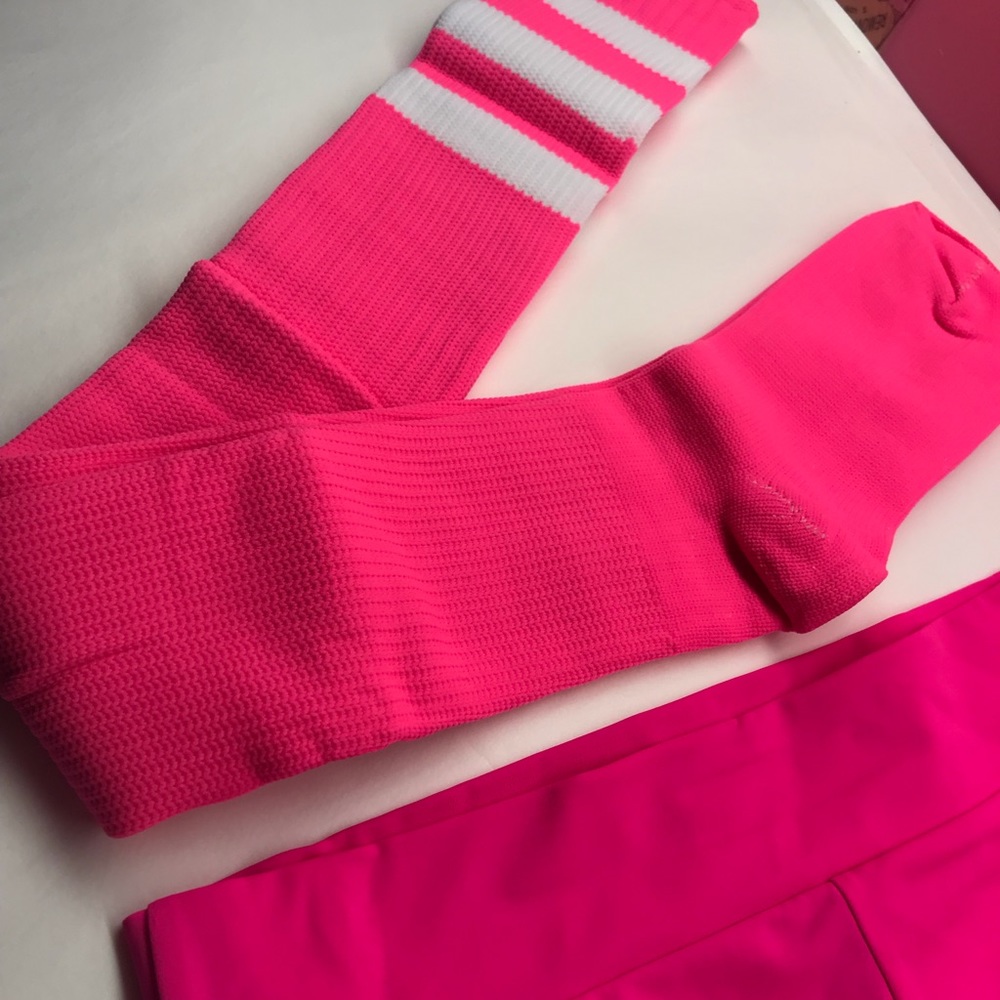 Neon pink otk thigh high sport socks booty shorts - Picture 2 of 5